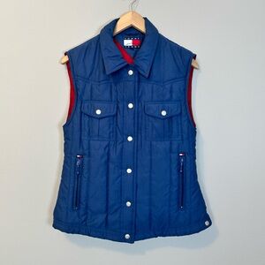 Tommy Hilfiger Women's Blue Quilted Puffer Vest Zipper Pockets Warm Layering